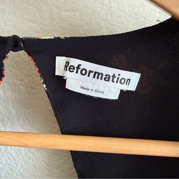 Reformation Black Floral Midi Dress Size 8 - Picture 7 of 10